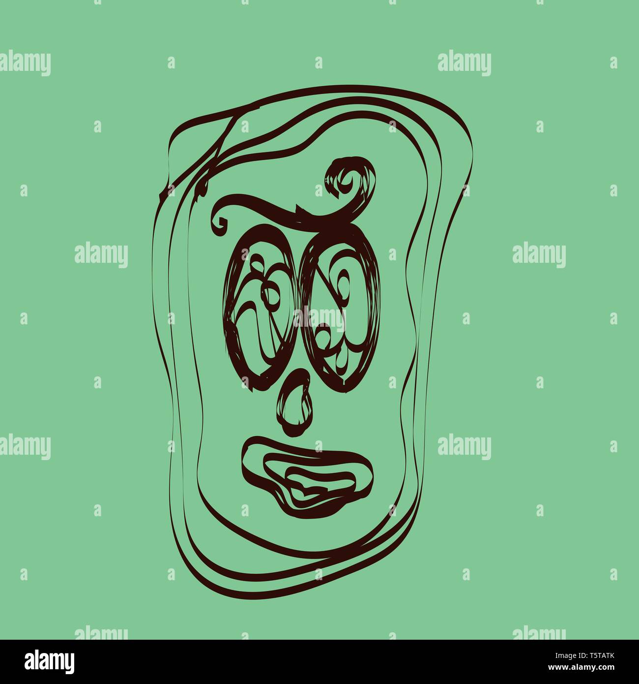 The Trunk Of A Tree Carved With A Human Face With Eyes Mouth Nose And Hair In Different Shapes And Patterns Vector Color Drawing Or Illustration Stock Vector Image Art