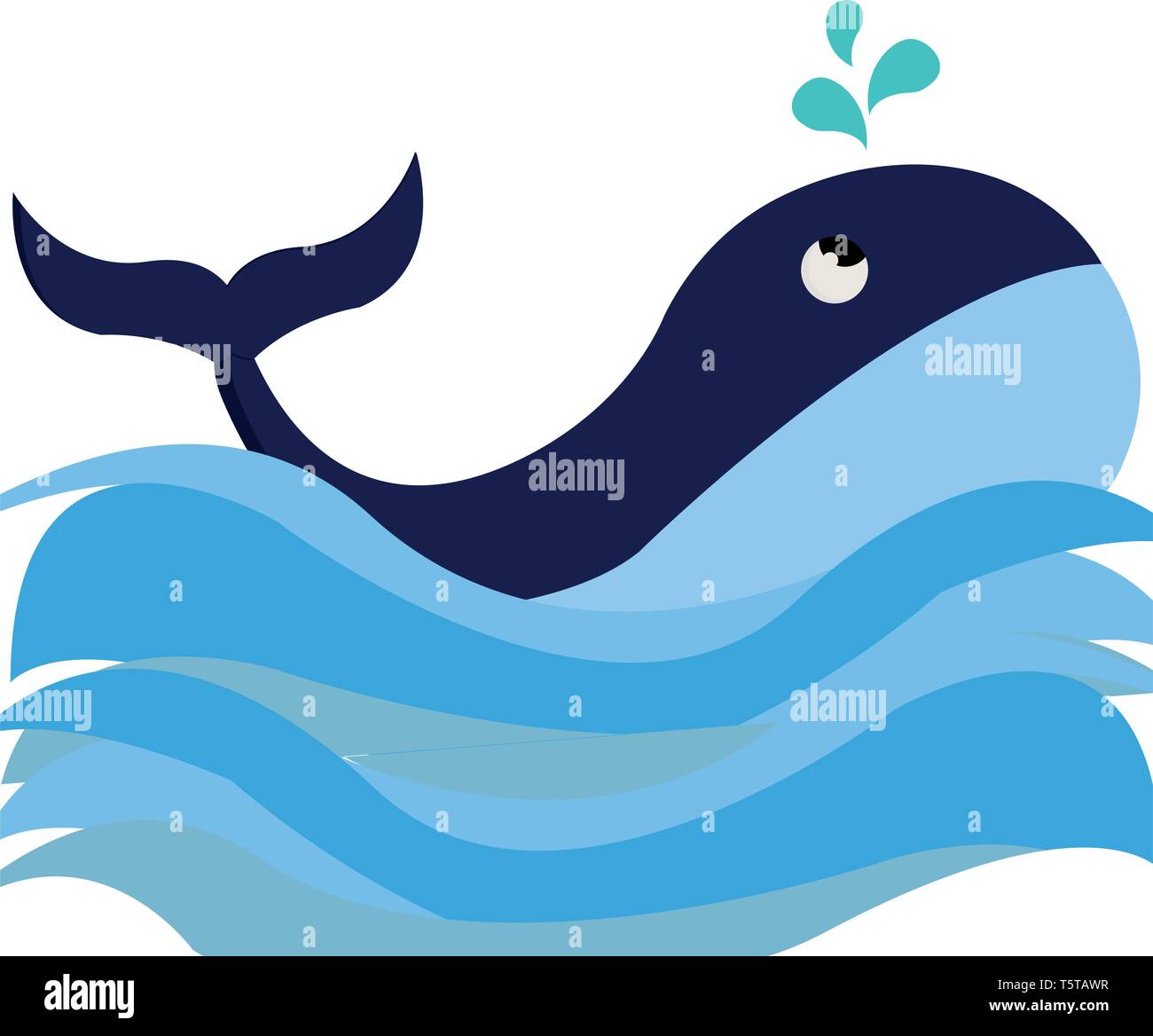 Clipart of a blue-colored with a streamlined torpedo-shaped body and few droplets of water splashed while the sea fish swimming vector color drawing o Stock Vector