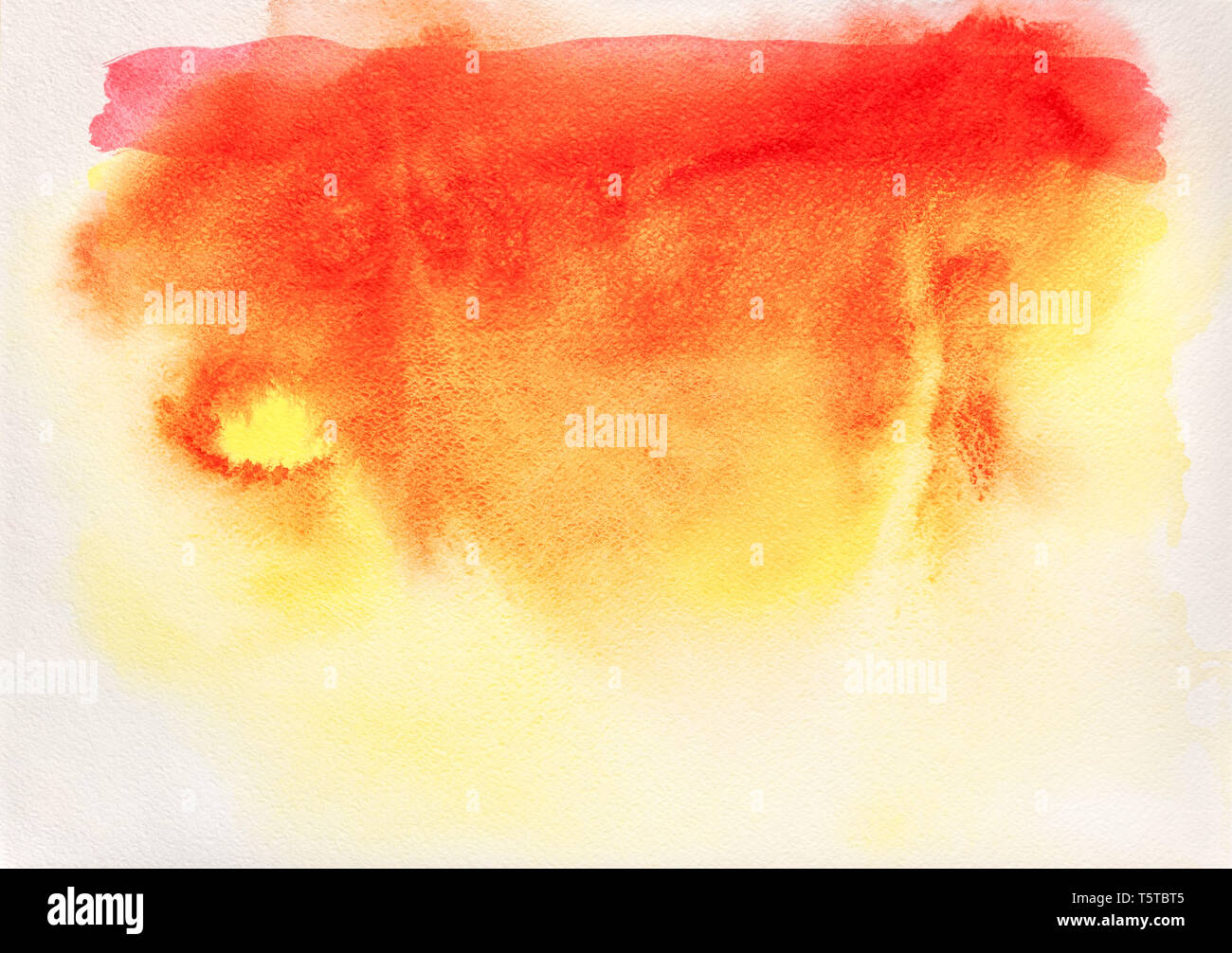 abstract hand painted watercolor background in red yellow colors on ...