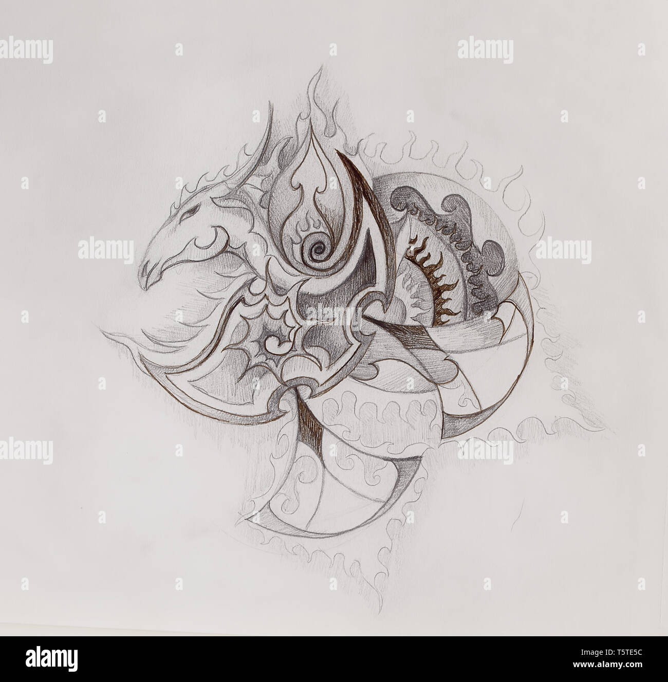 Dragon head drawing hi-res stock photography and images - Alamy