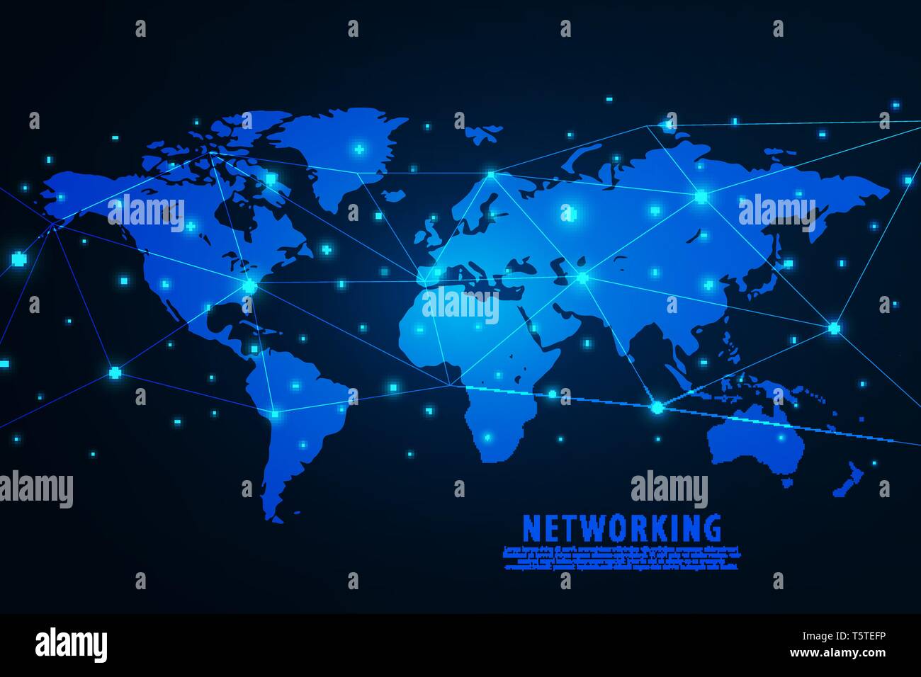 Global network connection background, blue world map, vector ...