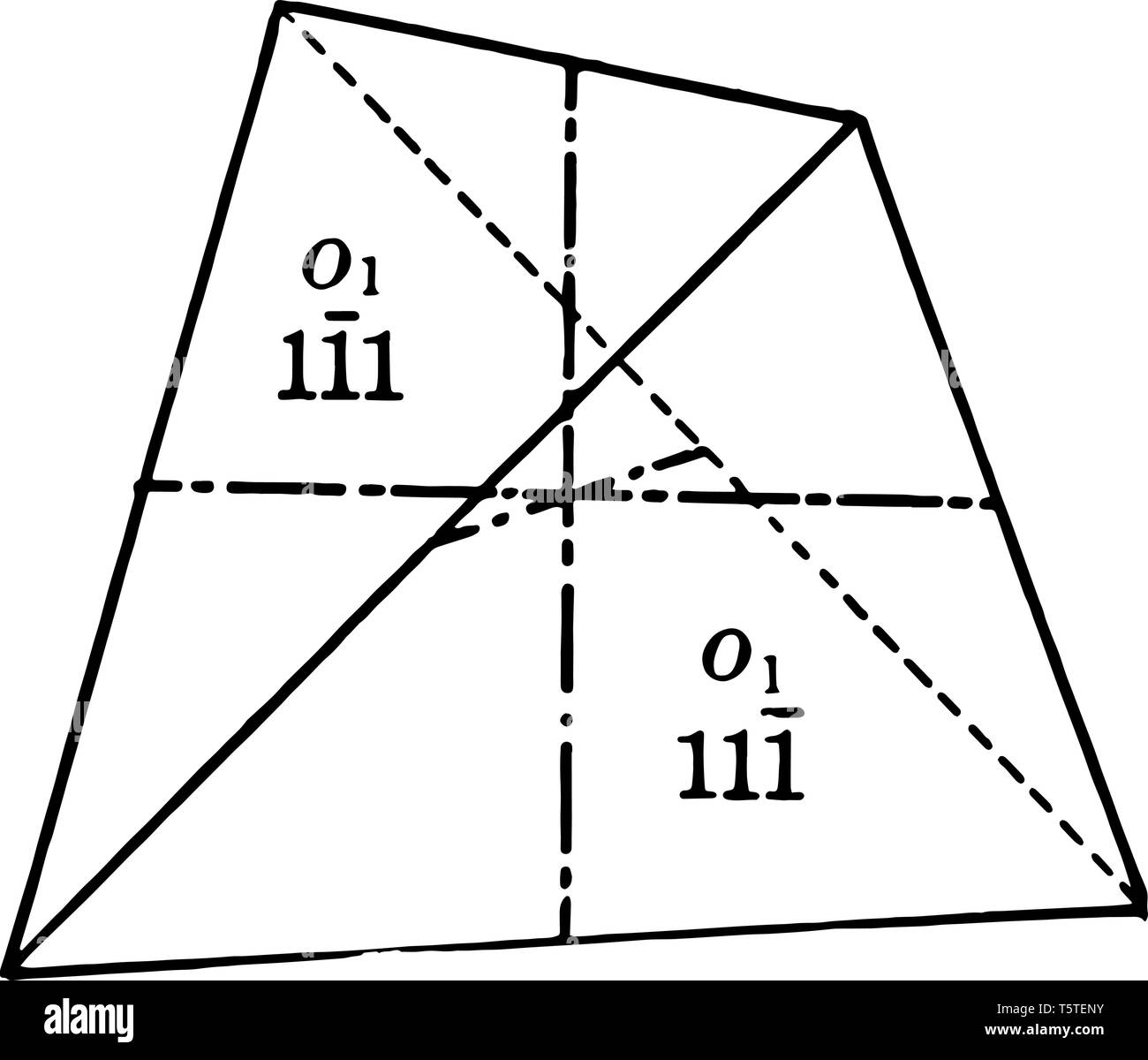 These are called even and odd points of the grid. The ascending tetrahedrons are in the direction of the negative axes and the descending tetrahedrons Stock Vector