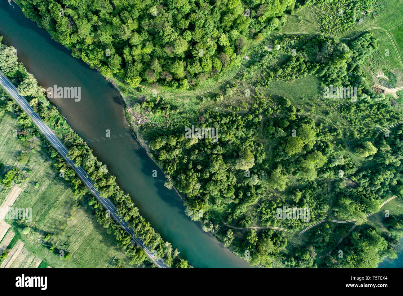 Aerial photo river green trees hi-res stock photography and images - Alamy