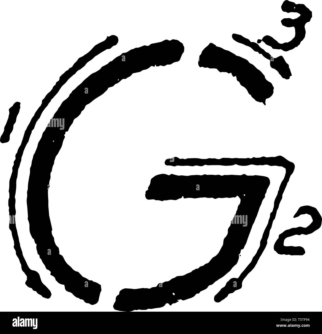 Inclined Capital Letter G where the stroke directions in writing