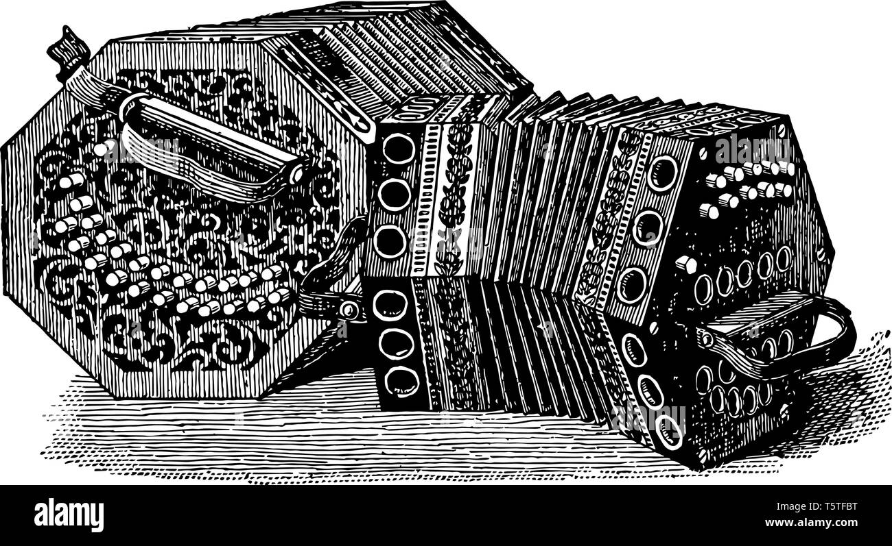 Concertinas which are placed the various stops and studs, vintage line