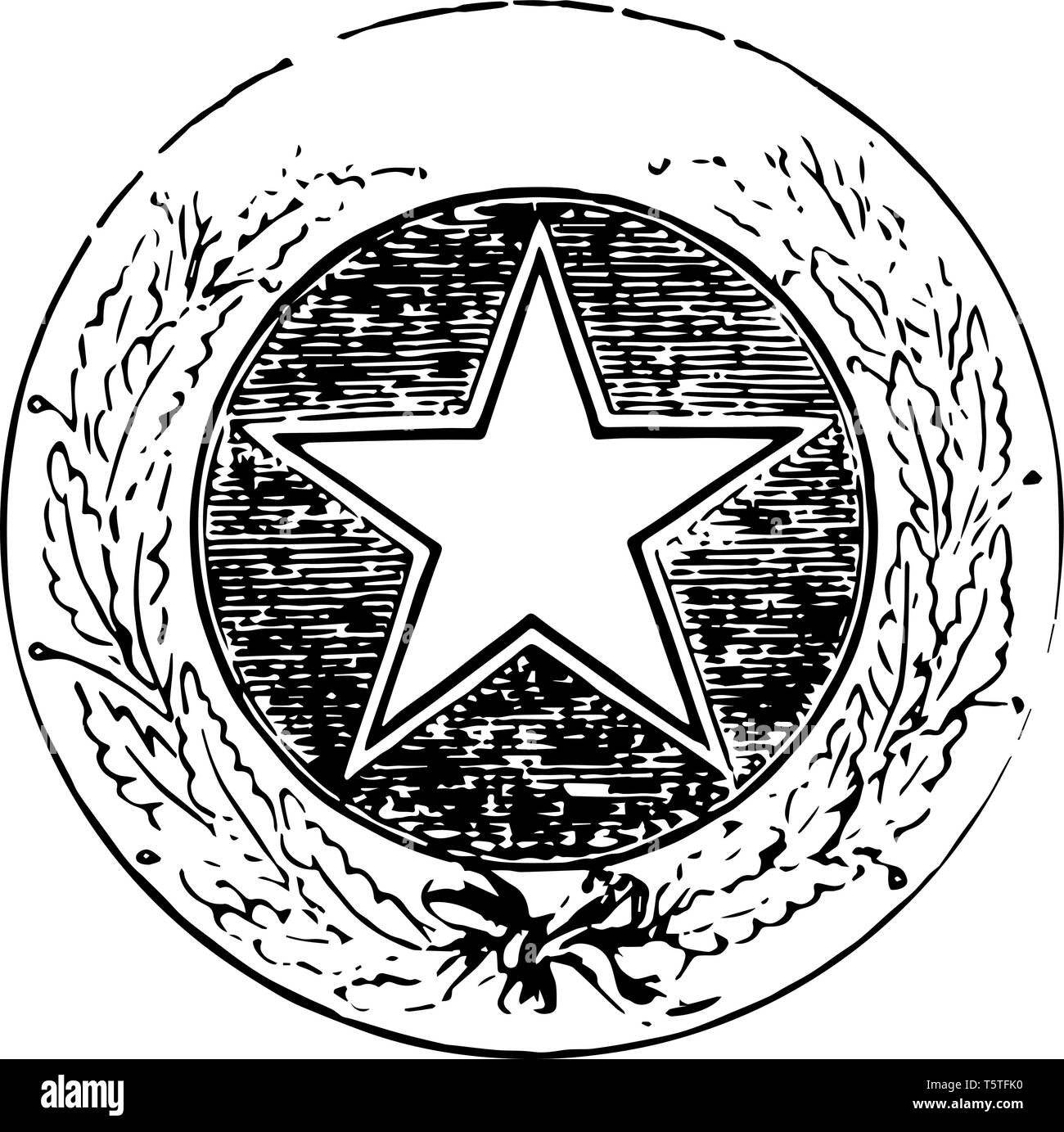 Texas official seal based upon the seal of republic of Texas, its obverse side is used for Governmental purposes and reverse for Texas legislative med Stock Vector