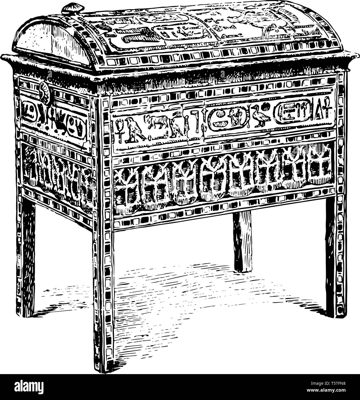 A Jewel Casket Used By The Wife Of King Seti I Vintage Line Drawing Or Engraving Illustration Stock Vector Image Art Alamy
