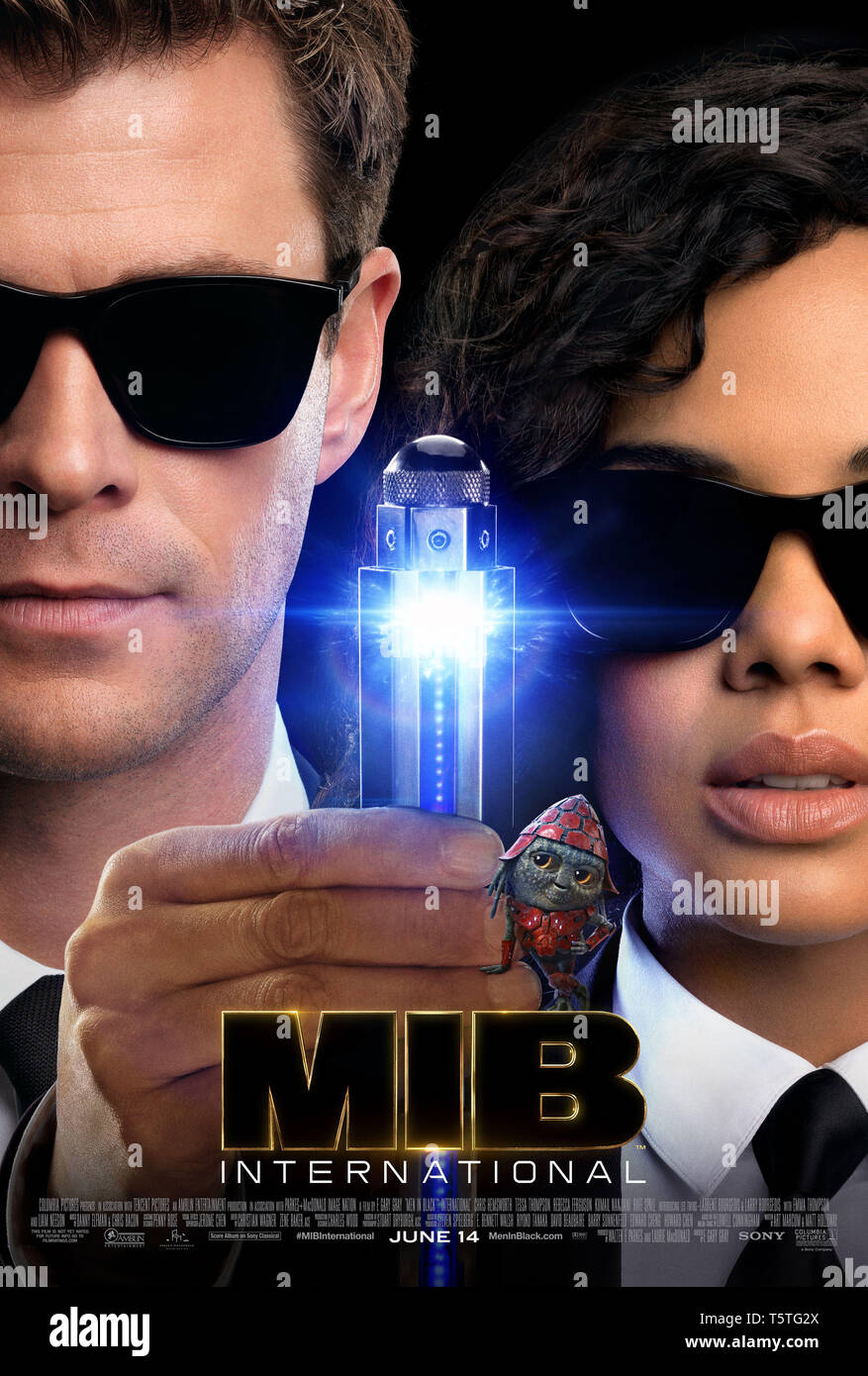 RELEASE DATE: June 19, 2019 TITLE: Men in Black: International STUDIO: Columbia Pictures DIRECTOR: F. Gary Gray PLOT: The Men in Black have always protected the Earth from the scum of the universe. In this new adventure, they tackle their biggest threat to date: a mole in the Men in Black organization. STARRING: TESSA THOMPSON as Em, CHRIS HEMSWORTH as H poster art. (Credit Image: © Columbia Pictures/Entertainment Pictures) Stock Photo