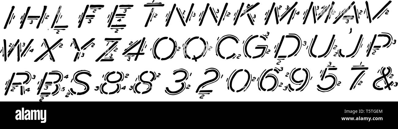 Inclined Capital Full Alphabet And Numbers Of Inclined Caps With Stroke Order Vintage Line Drawing Or Engraving Illustration Stock Vector Image Art Alamy