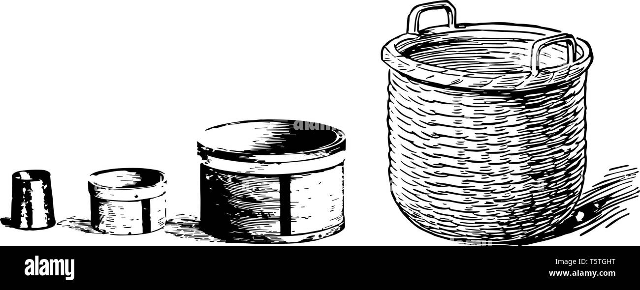 https://c8.alamy.com/comp/T5TGHT/picture-shows-the-comparison-of-the-size-of-a-pint-quart-peck-and-bushel-vintage-line-drawing-or-engraving-illustration-T5TGHT.jpg