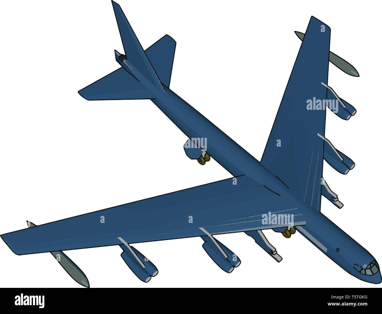 Blue millitary airplane with missiles vector illustration on white ...