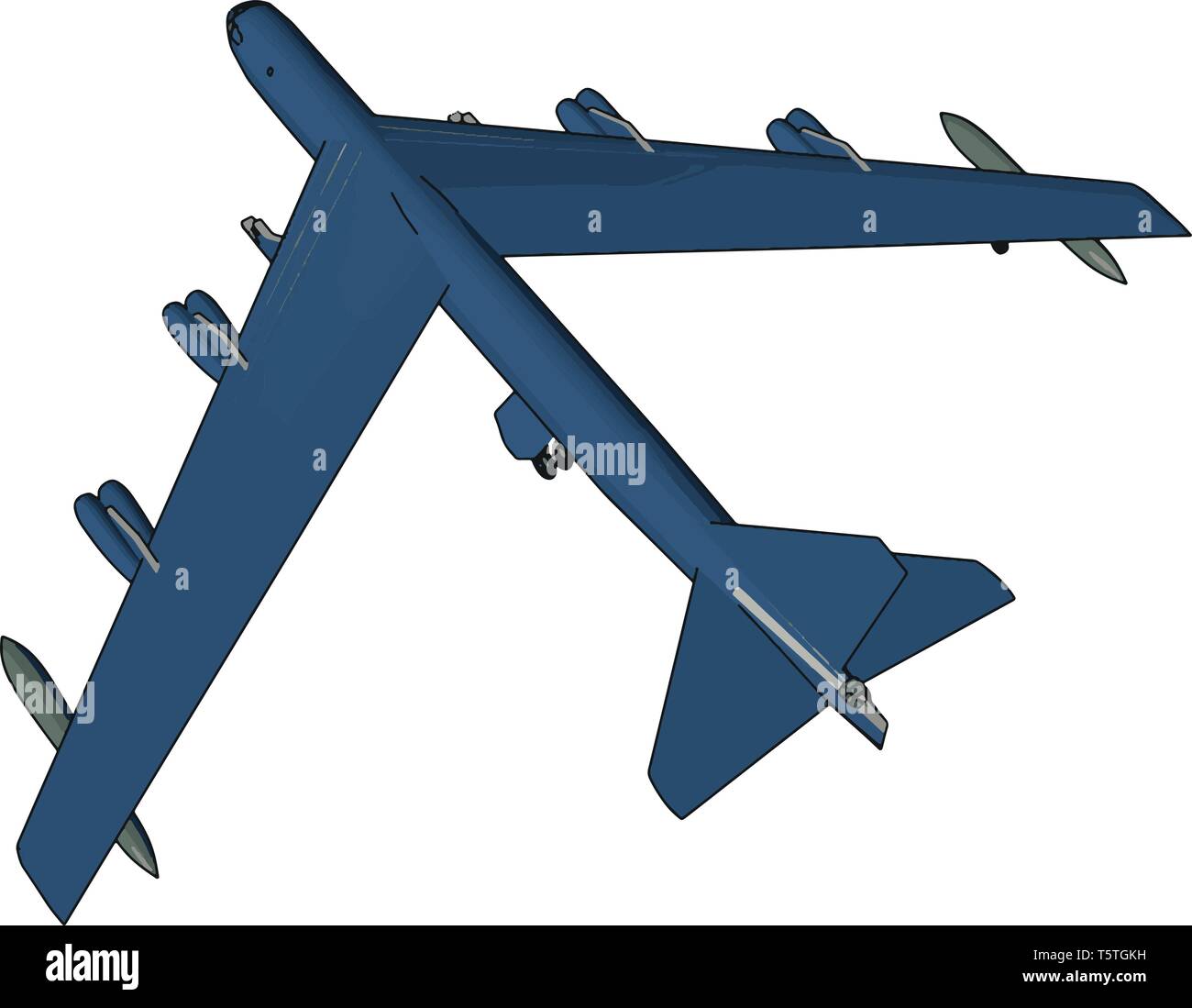 Blue millitary airplane with missiles vector illustration on white background Stock Vector