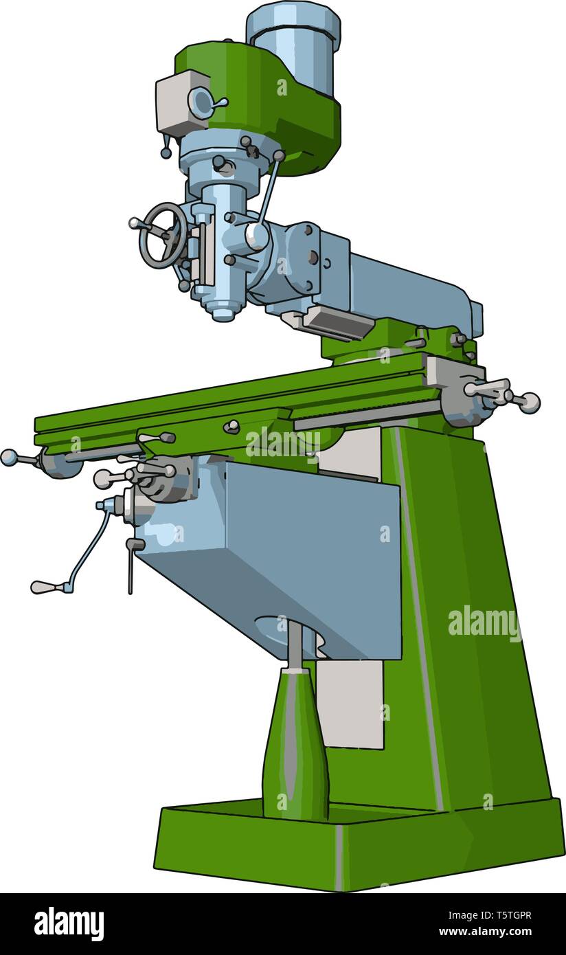 Green drill press vector illustration on white background Stock Vector