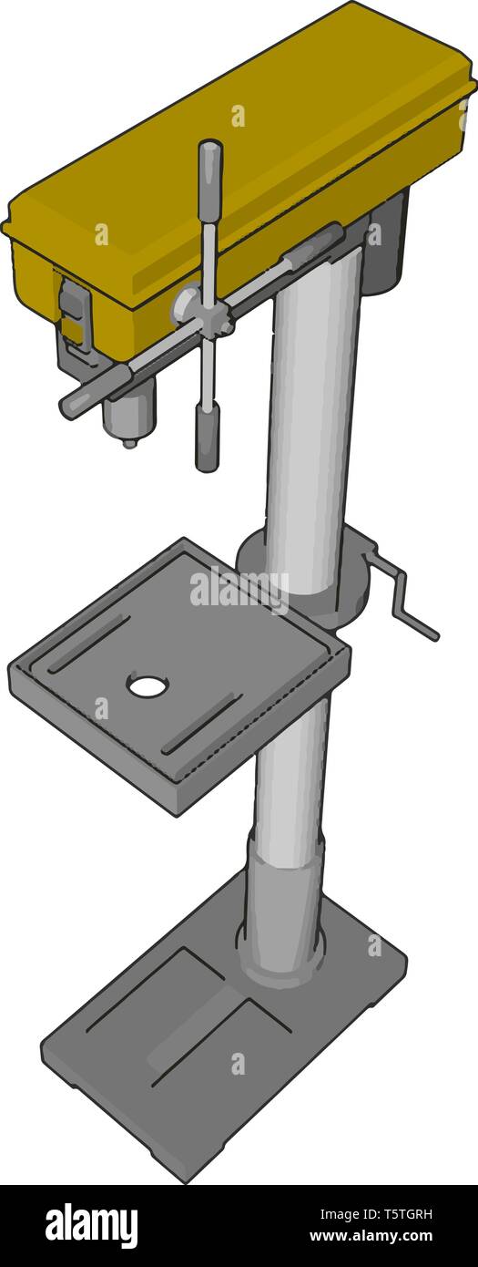 Yellow drill press vector illustration on white background Stock Vector