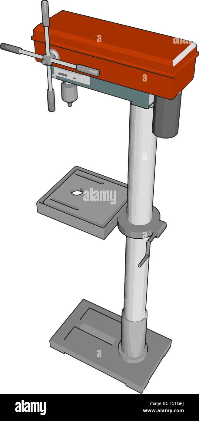 Red drill press vector illustration on white background Stock Vector