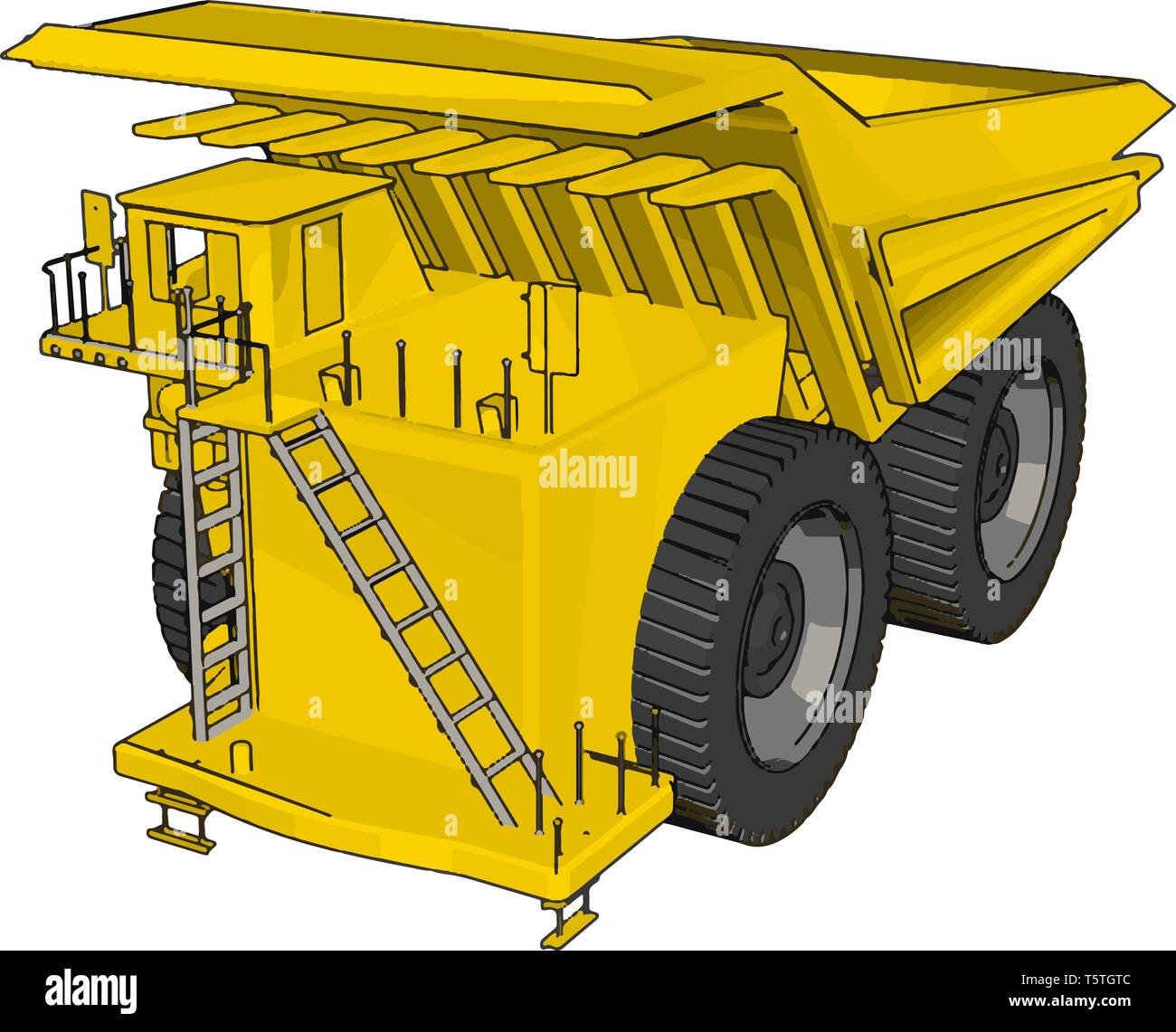 Vector illustration of an yellow dumper truck white background Stock Vector