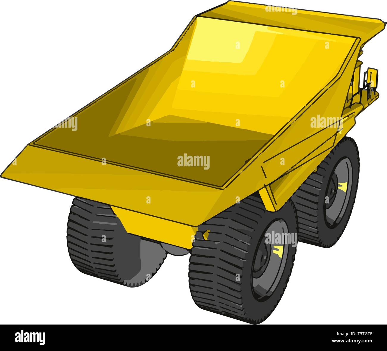 Vector illustration of an yellow dumper truck white background Stock Vector