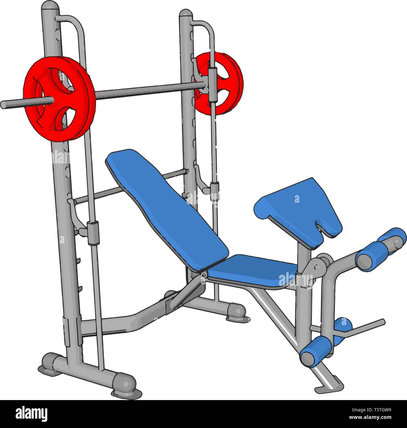 3D vector illustration of a blue gym weight lifting achine on white background Stock Vector