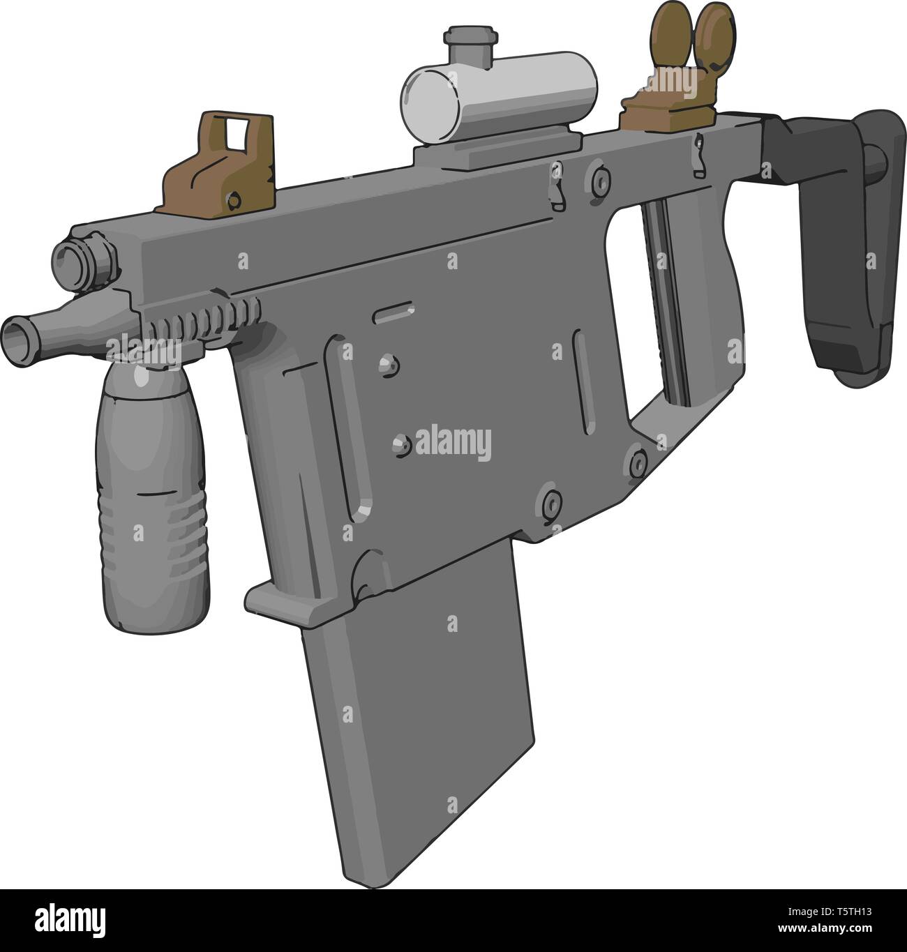 3D vector illustration on white background of a military rifle Stock ...