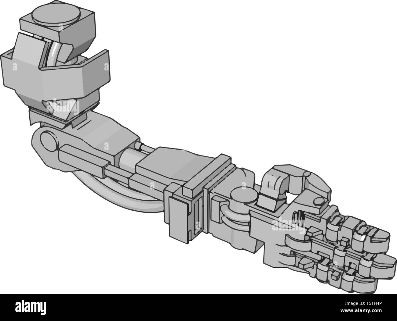 Vector illustration of a robotic arm white background Stock Vector