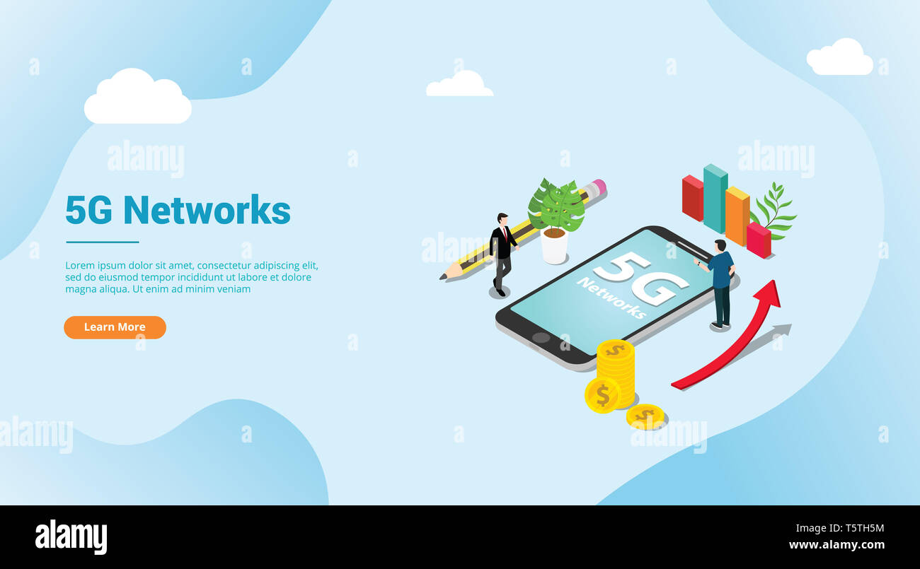 isometric 5g new internet speed super fast for website template banner ...