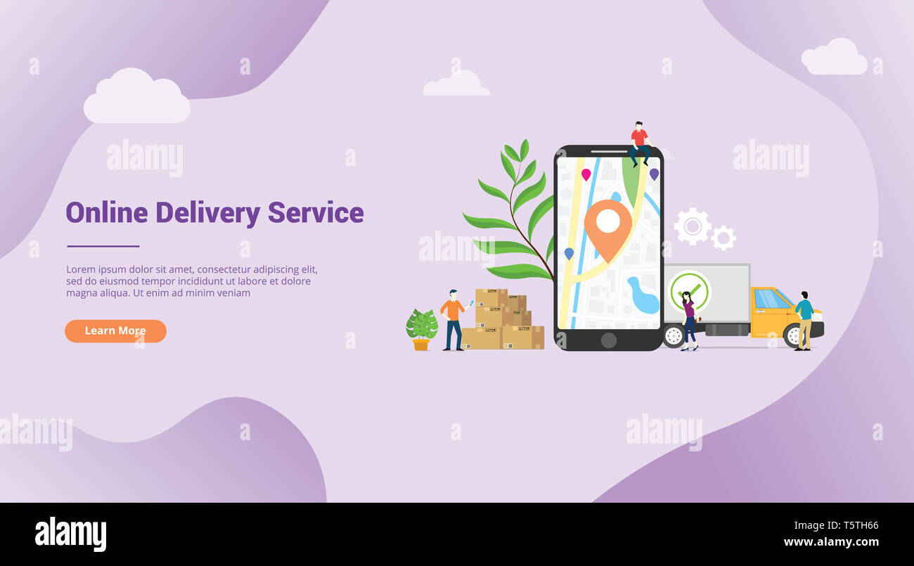 Online Delivery Service Concept With Apps Mobile Gps