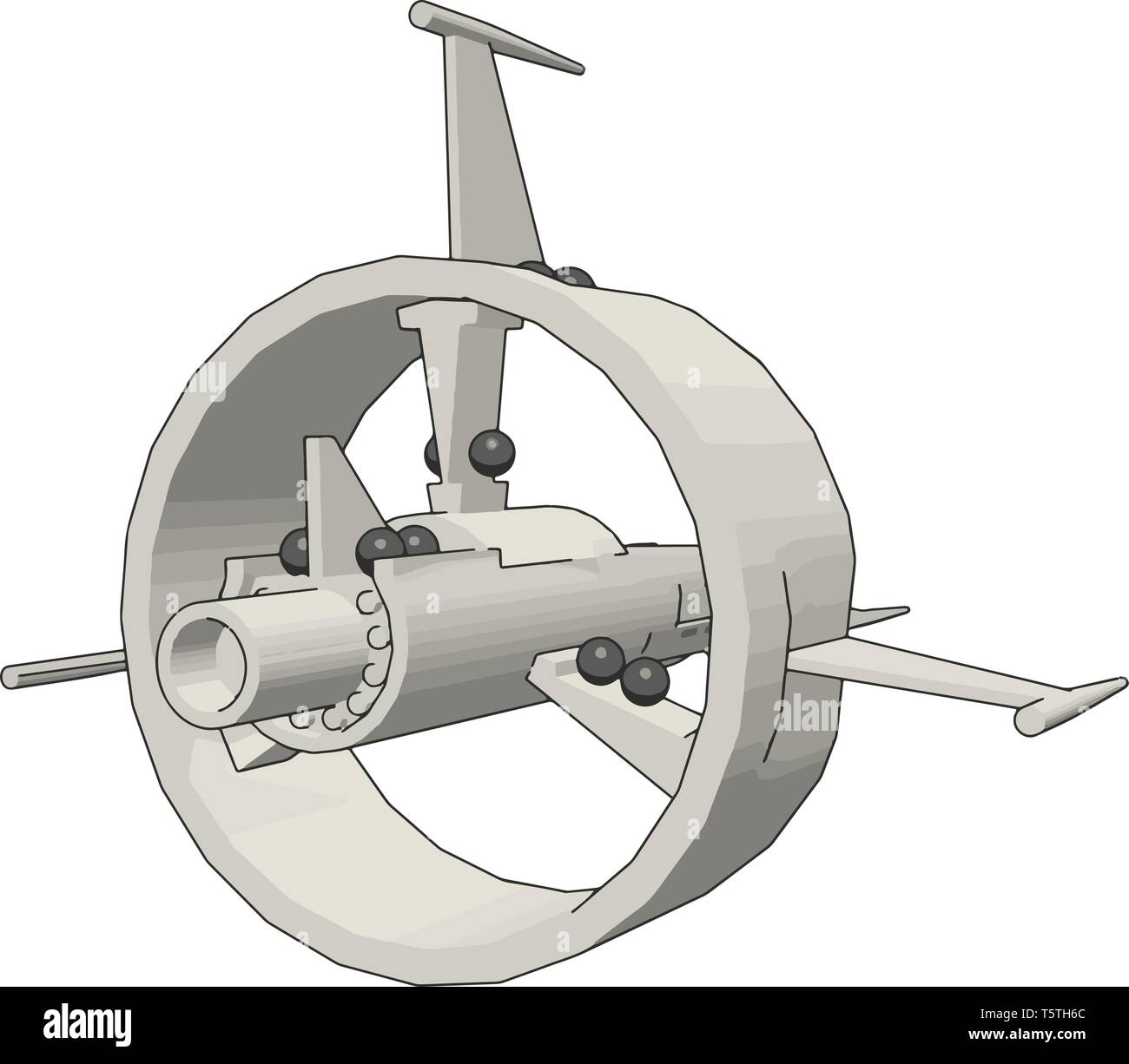 Fantasy battle cruiser vector illustration on white background Stock Vector