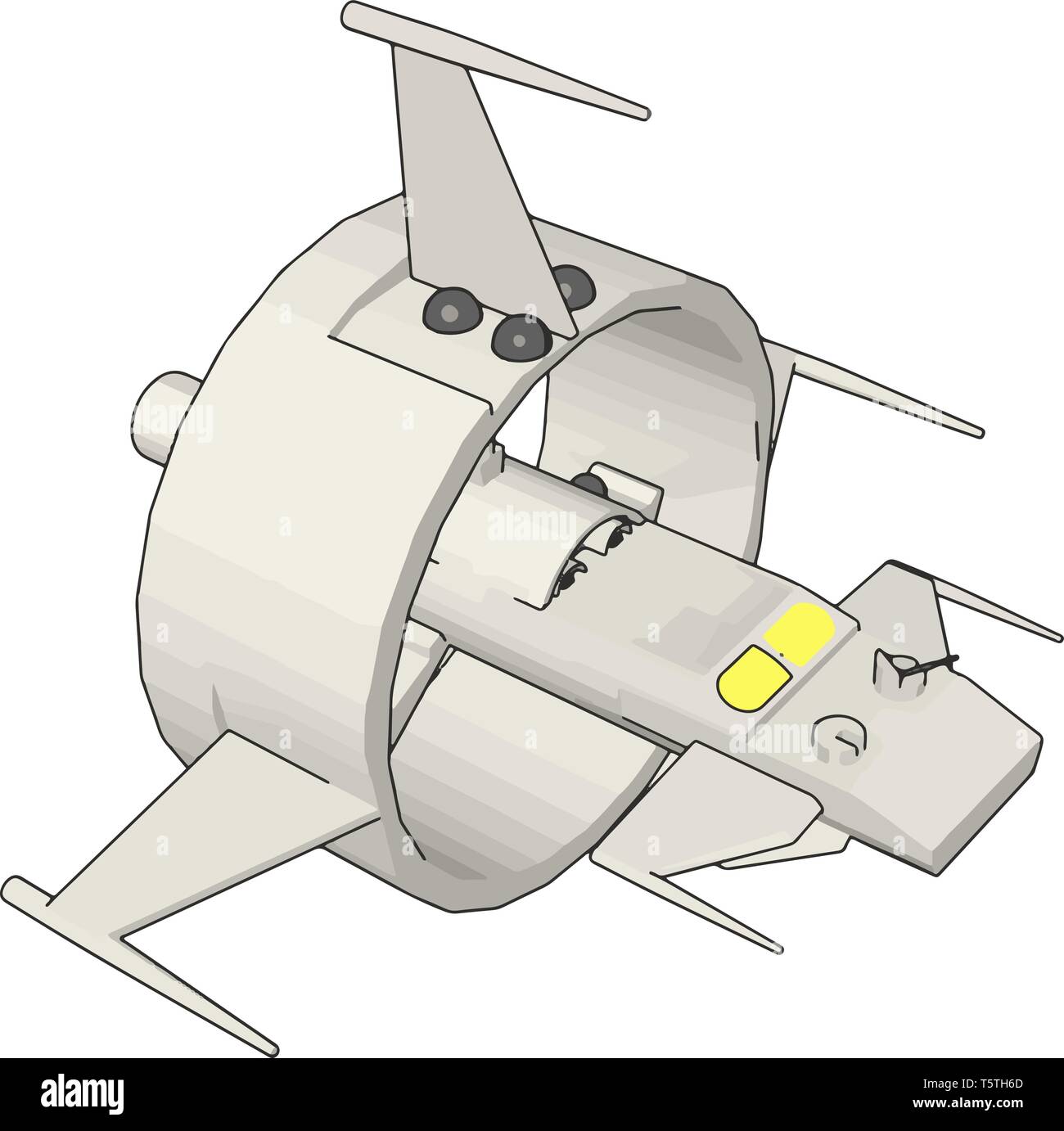 Fantasy battle cruiser vector illustration on white background Stock Vector