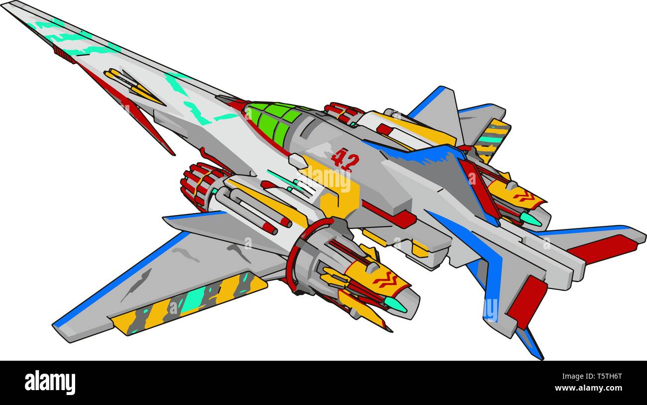 Sci-fi battle cruiser vector illustration on white background Stock Vector
