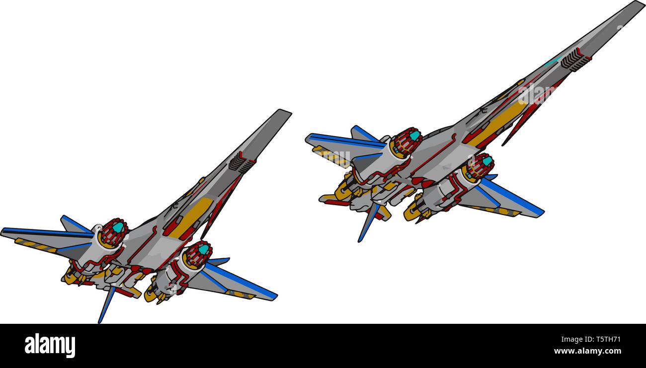 Sci-fi battle cruiser vector illustration on white background Stock Vector