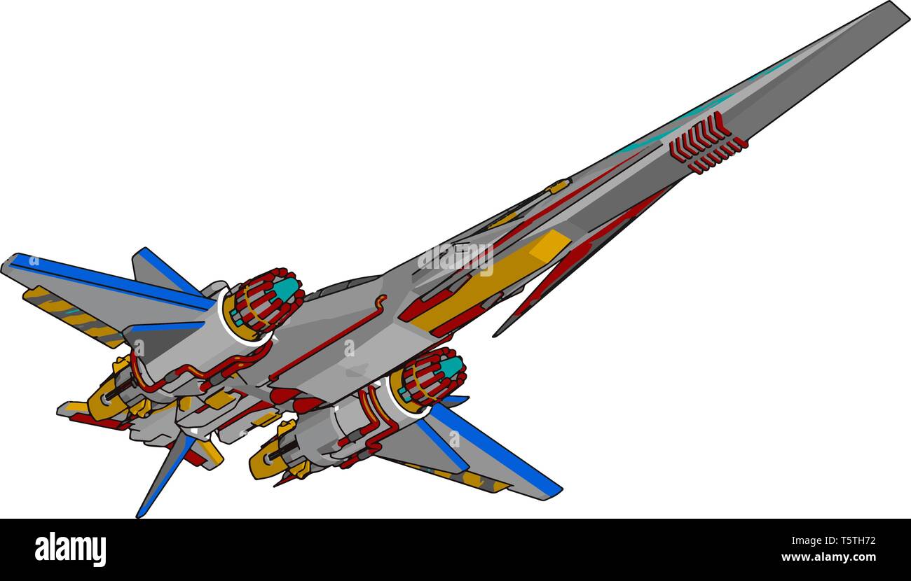 Sci-fi battle cruiser vector illustration on white background Stock Vector