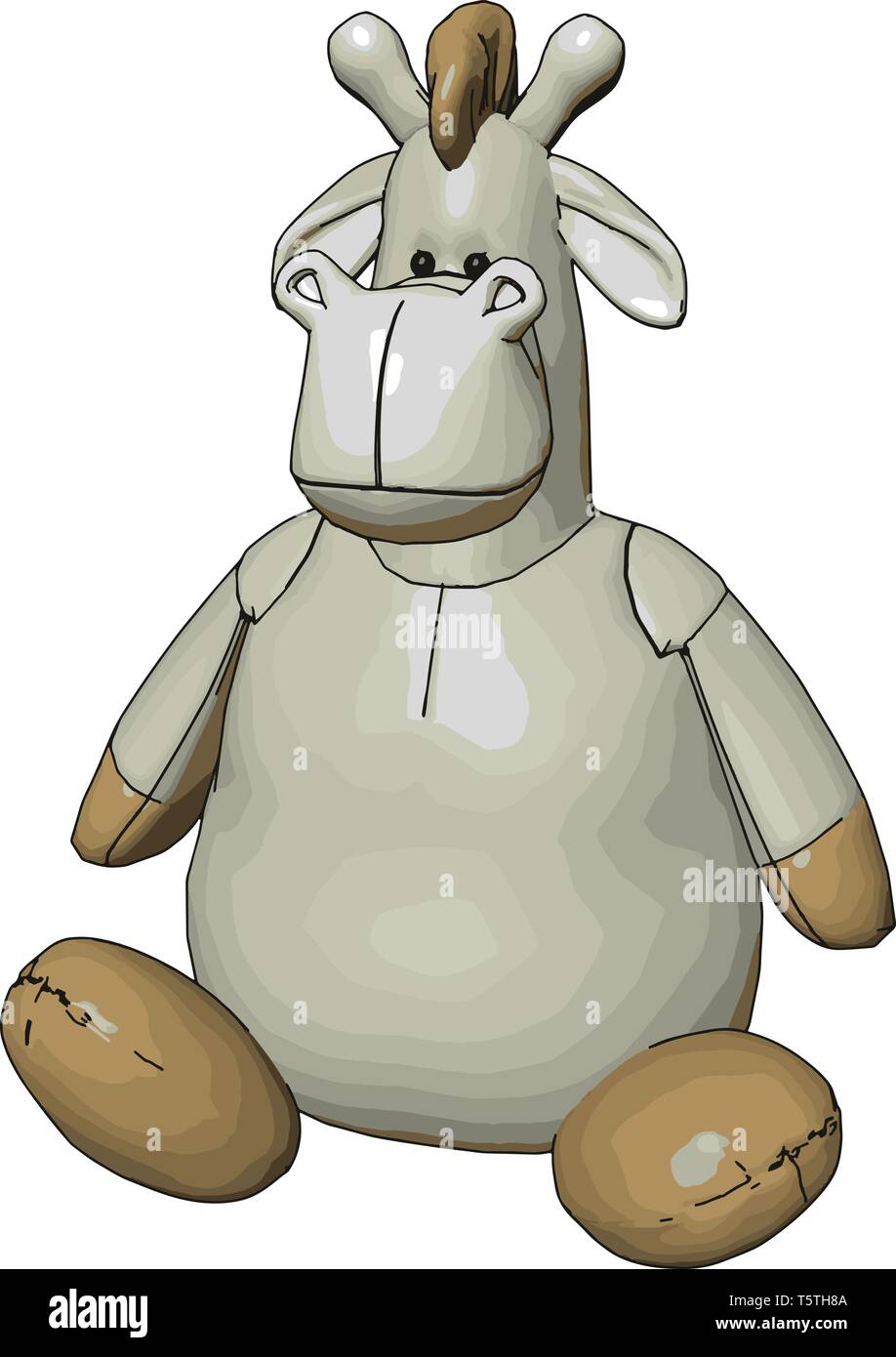 Stuffed toy hippo vector illustration on white background Stock Vector