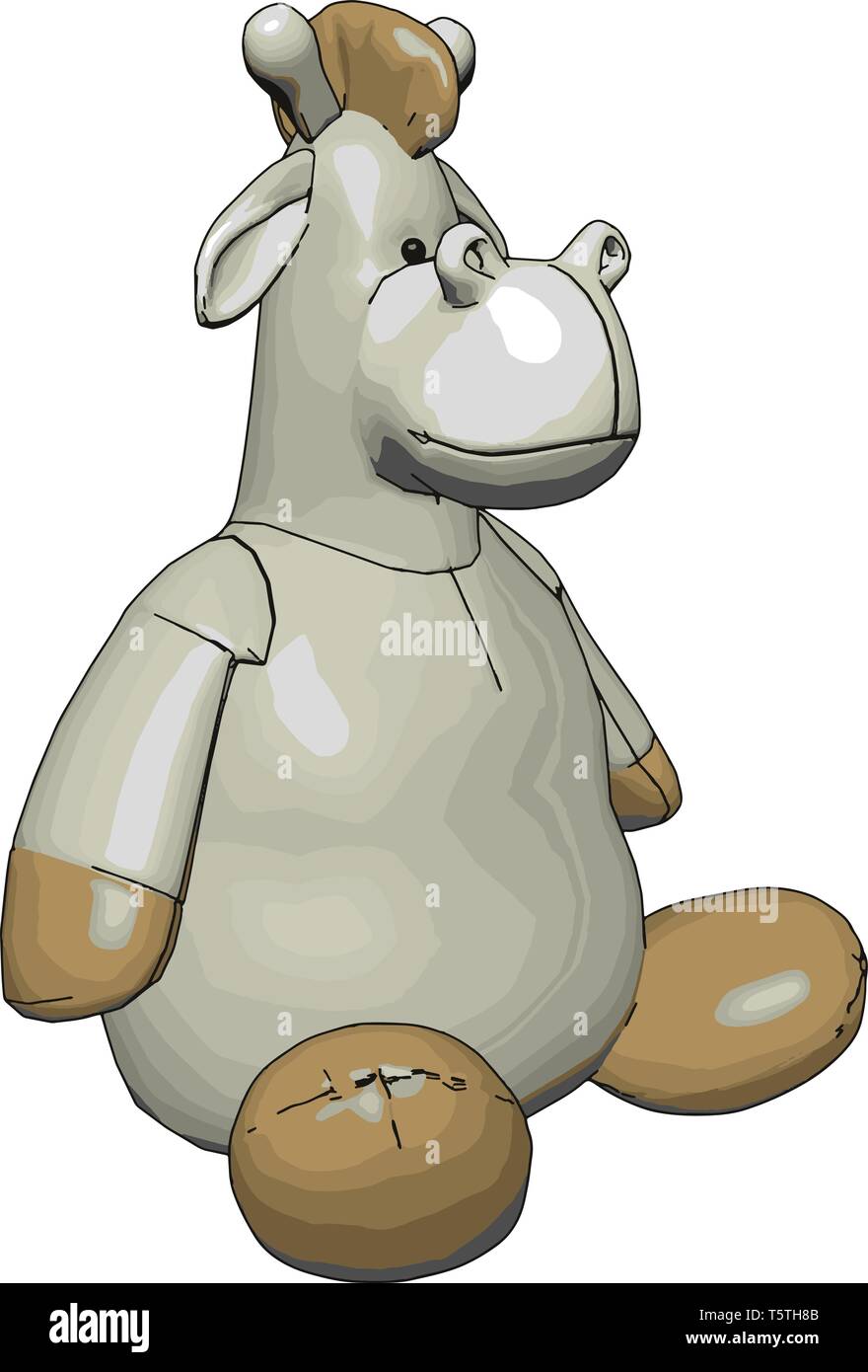 Stuffed toy hippo vector illustration on white background Stock Vector