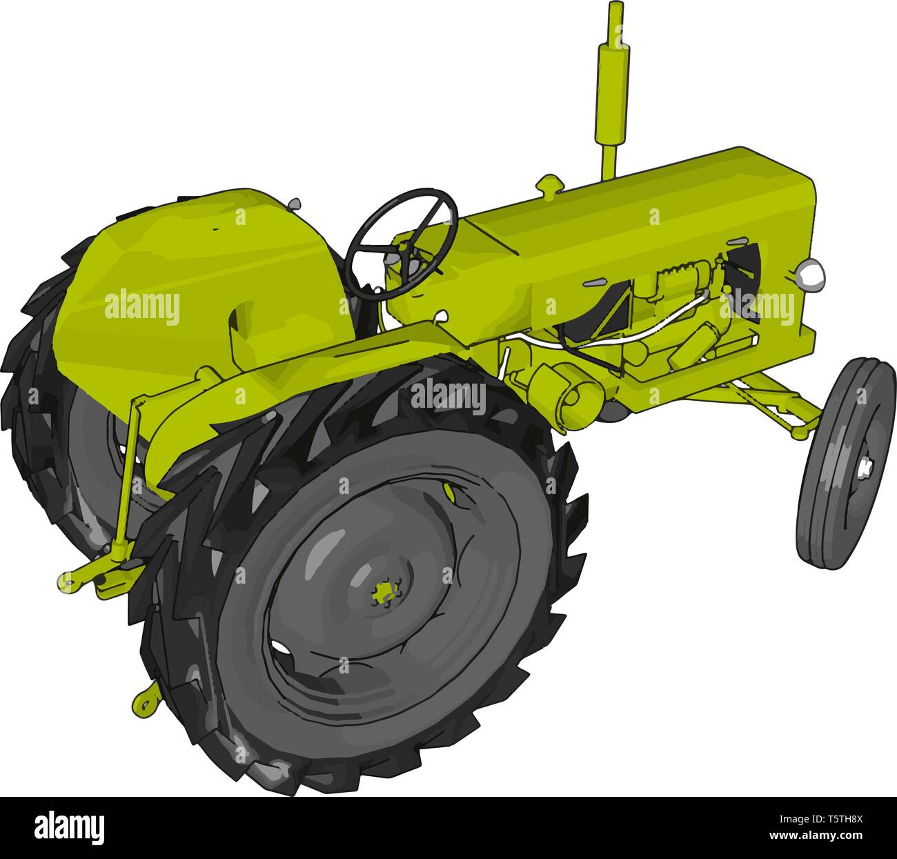 Green tractor vector illustration on white background Stock Vector
