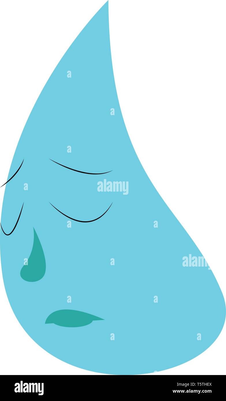 A cartoon of a water drop looing sad vector color drawing or illustration Stock Vector