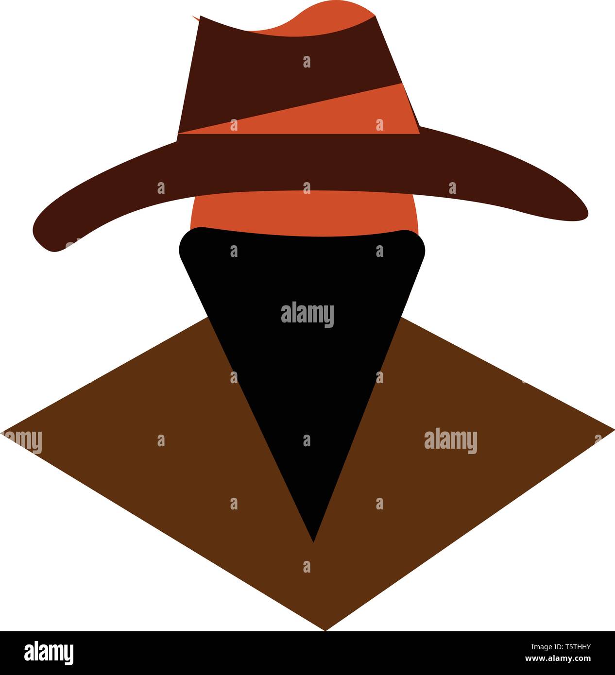 A man wearing a cowboy hat and whose face is covered with a neckerchief vector color drawing or illustration Stock Vector