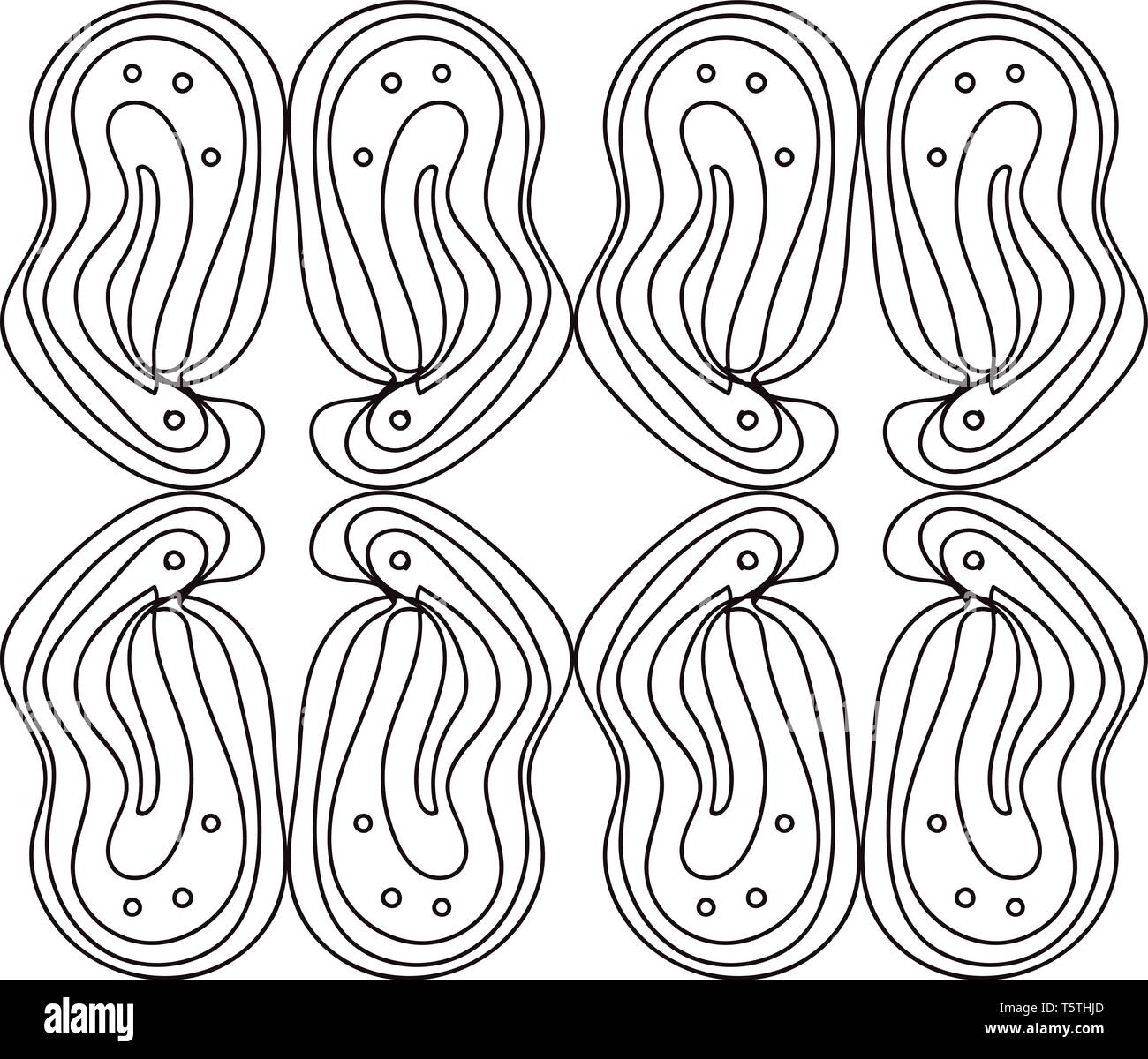 A drawing of four pair of curved lines arranged as mirror images vector color drawing or illustration Stock Vector