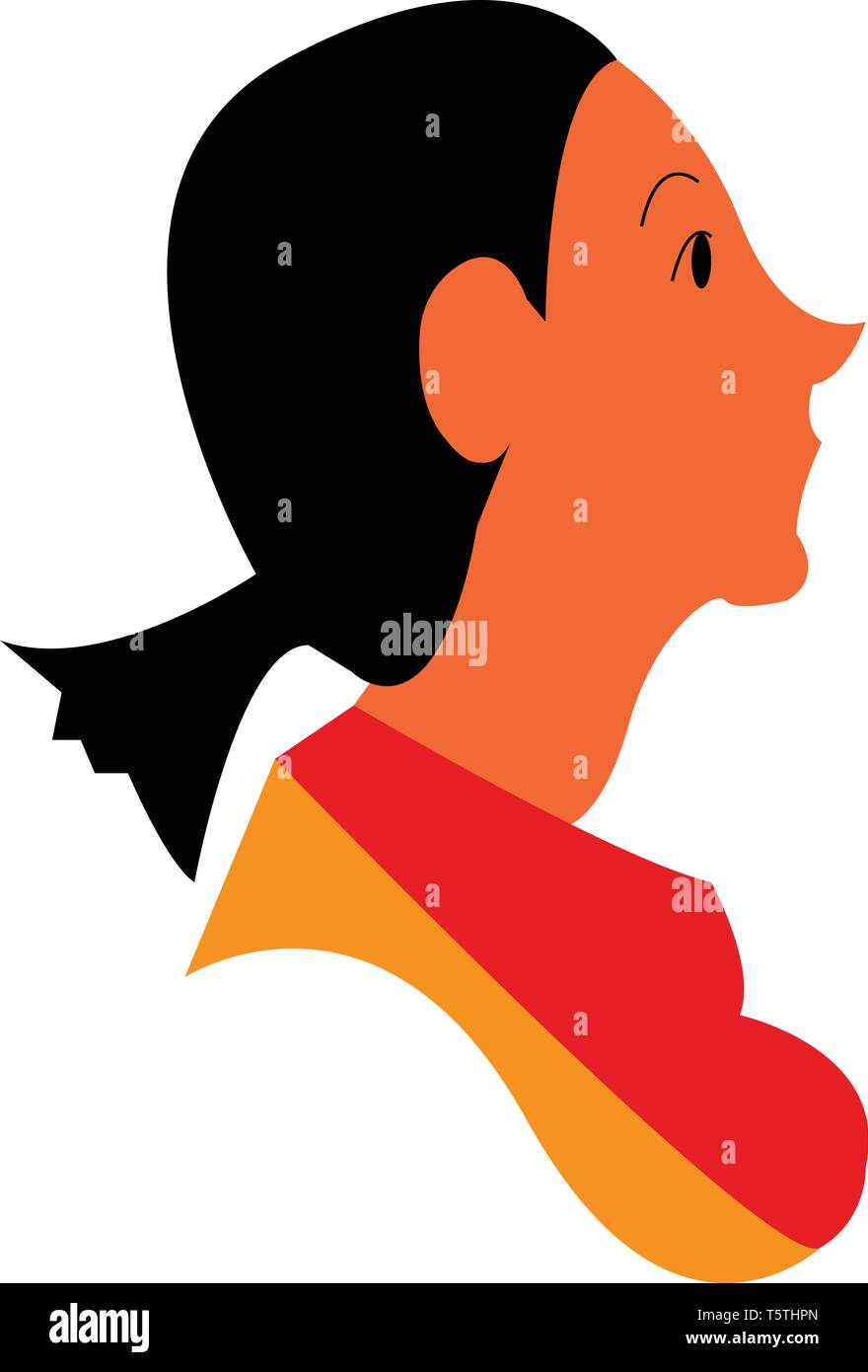 A short haired side faced lady with a curved pointed nose Stock Vector