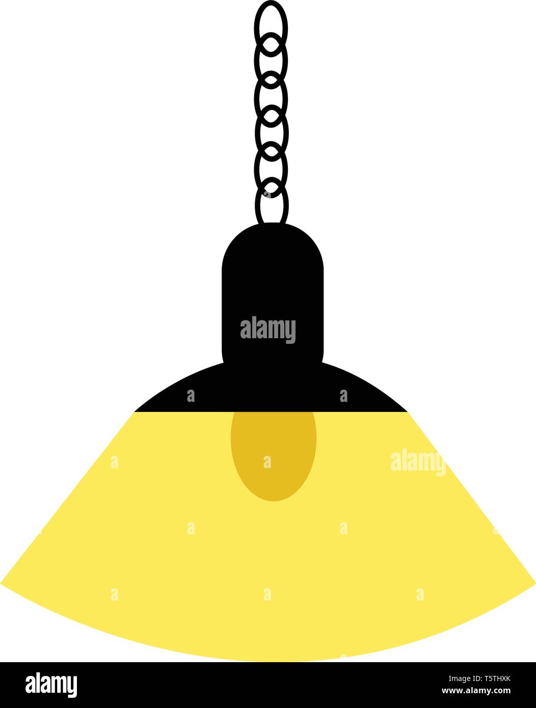 A black hanging light lamp which is switched on vector color drawing or