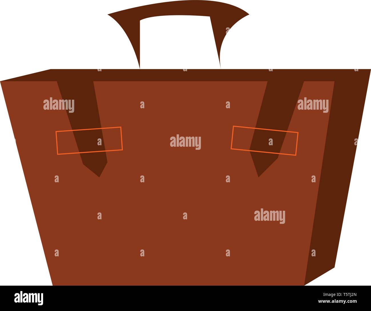 A brown suitcase with a handle vector color drawing or illustration