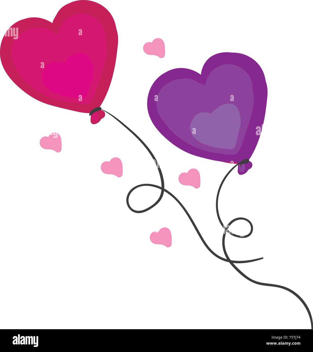 Blue and pink heart shape balloons vector or color illustration Stock ...