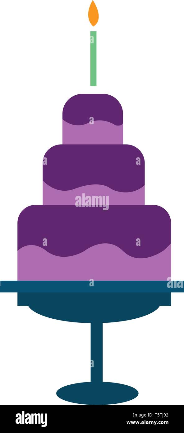 Three-layer birthday cake vector or color illustration Stock Vector