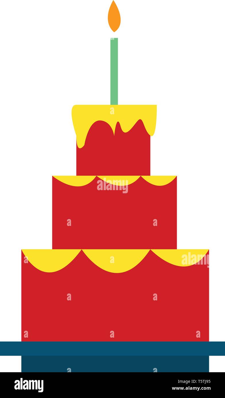 Birthday cake with candle vector or color illustration Stock Vector