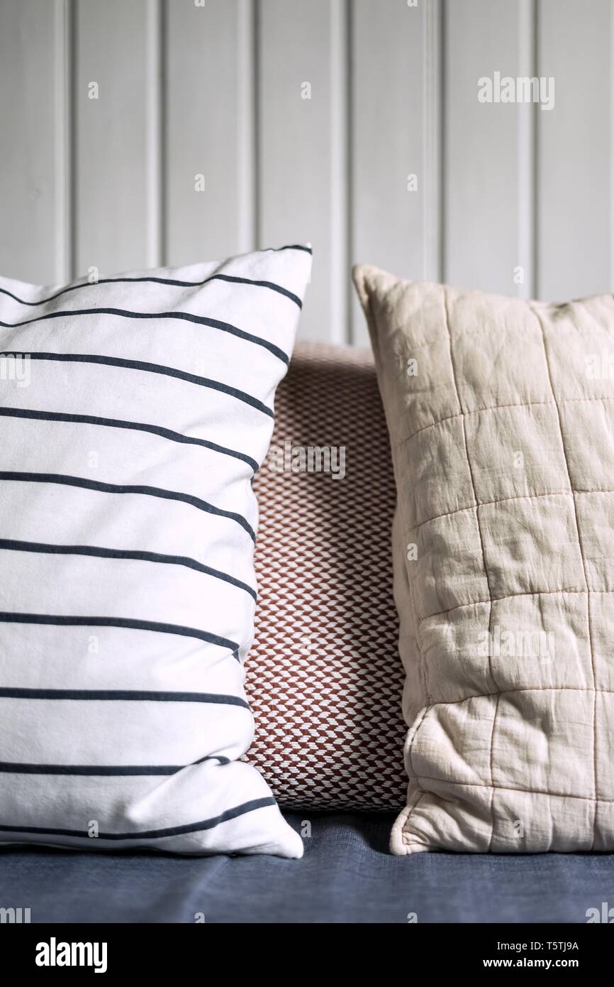 Two pillows next to each other with white background Stock Photo
