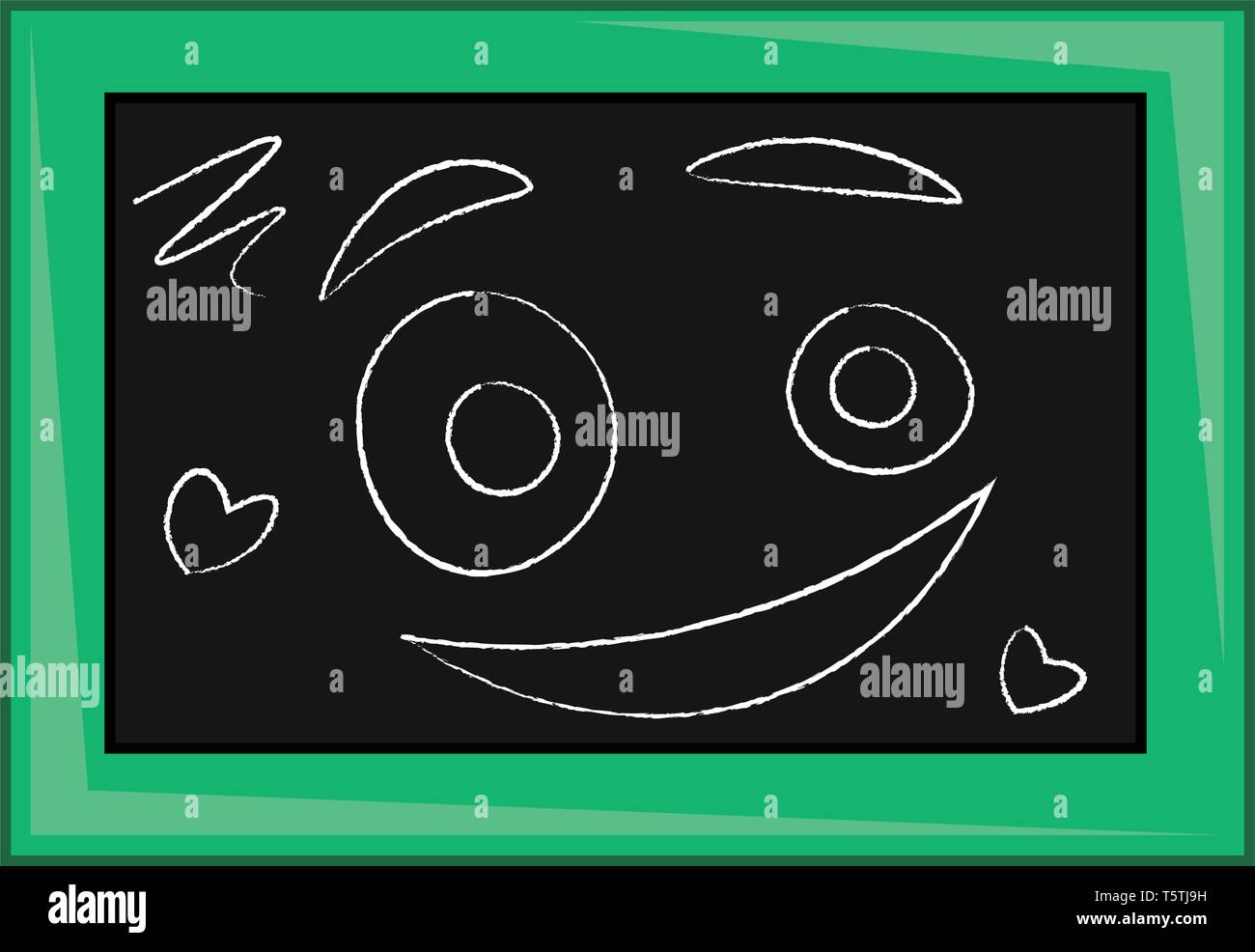 Blackboard with chalk drawing vector or color illustration Stock Vector