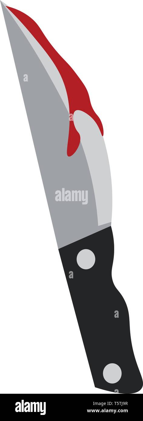 Knife smudged in blood vector or color illustration Stock Vector