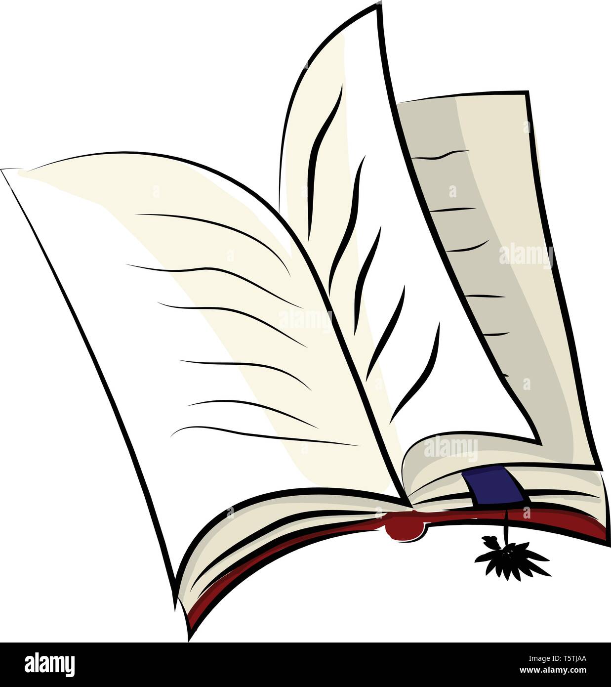 Open book with page marker vector or color illustration Stock Vector