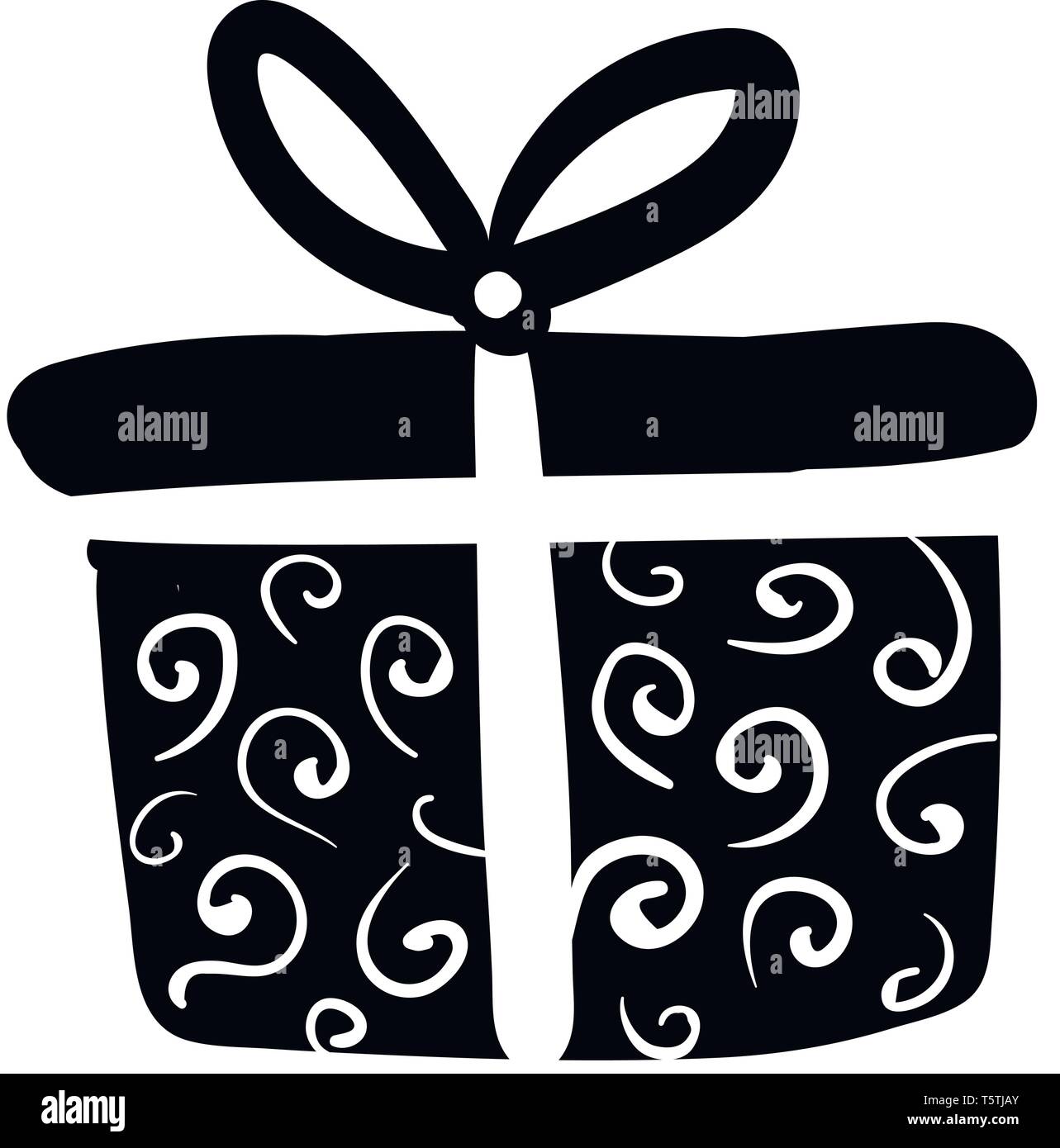 Gift box wrapped in black and white vector or color illustration Stock ...