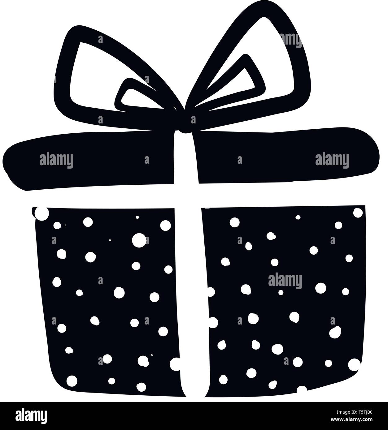Black and white polka dot paper wrapped box vector or color