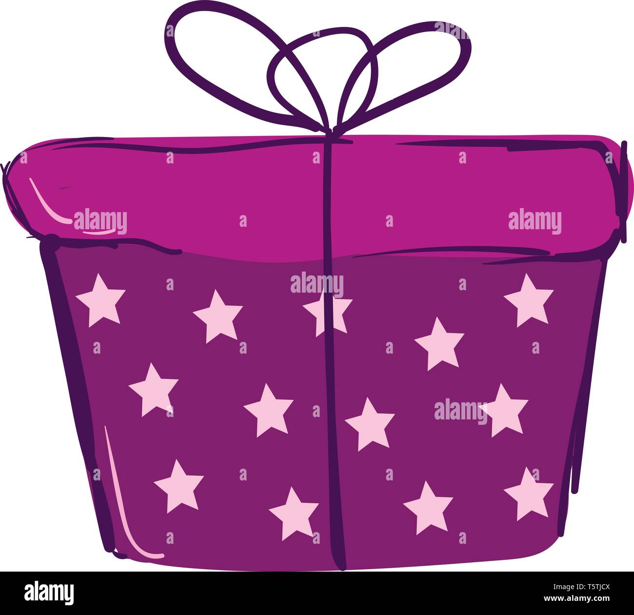 Gift box wrapped in purple white star decoration paper vector or color